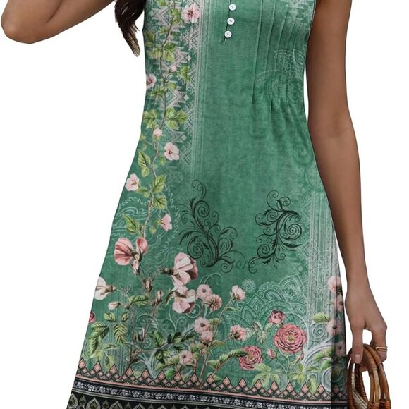 Beach Dresses for Women 2025 Vacation Swim Cover up V-Neck Summer Dress Button D - Picture 4 of 8